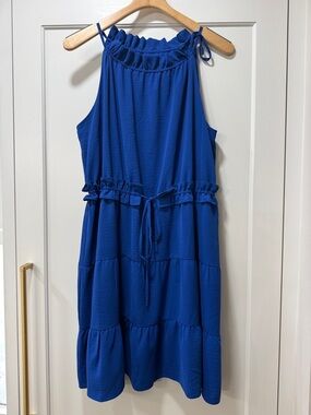Sage Collective Royal Blue Tiered Halter Dress